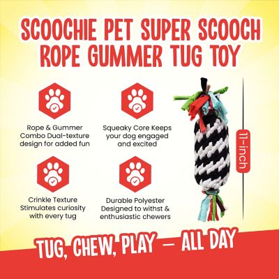 Image showing  Super Scooch Rope Gummer Squeaky Dog Tug Toy, 11 in.