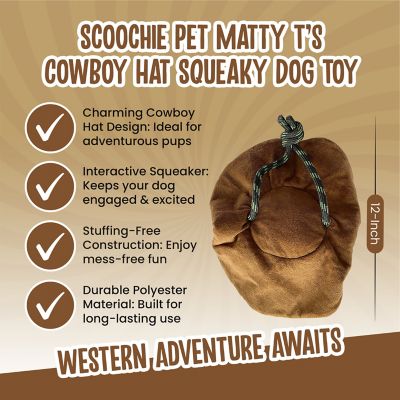 Image showing  Matty Ts Cowboy Hat Squeaky Dog Chew Toy, 12 in.