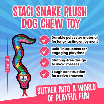 Image showing  Staci Snake Squeaky Plush Dog Chew Toy, 16 in.
