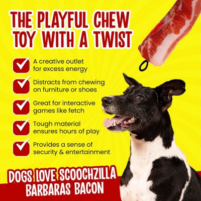 Image showing  Scoochzilla Barbaras Bacon Squeaky Dog Chew Toy, 13 in.