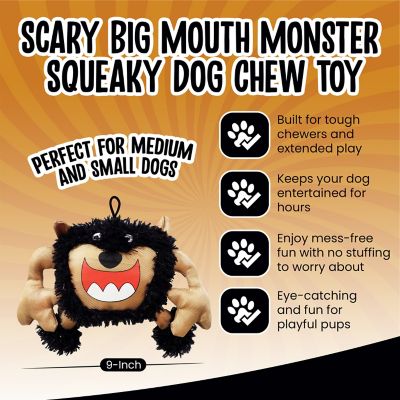 Image showing  Scary Big Mouth Monster Squeaky Dog Chew Toy, 9 in.