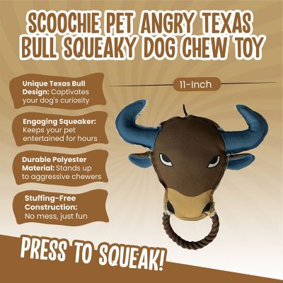 Image showing  Pet Angry Texas Bull Squeaky Dog Chew Toy, 11 in.