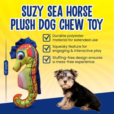 Image showing  Suzy Sea Horse Squeaky Plush Dog Chew Toy, 17 in.