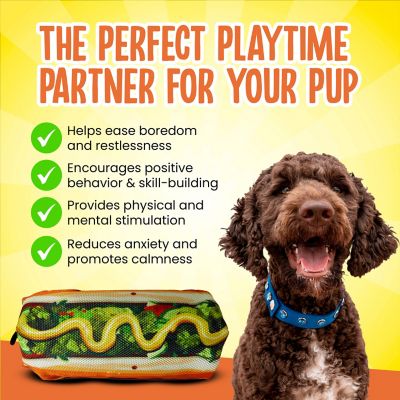 Image showing  Scoochzilla Tough Hot Dog Squeaky Dog Chew Toy, 7 in.