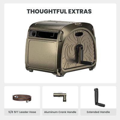 Image showing  Metal Hose Reel Box, Heavy Duty Storage Reel Hideaway, Crank Handle, 5/8 in. - 150 ft. Hose Capacity, Green