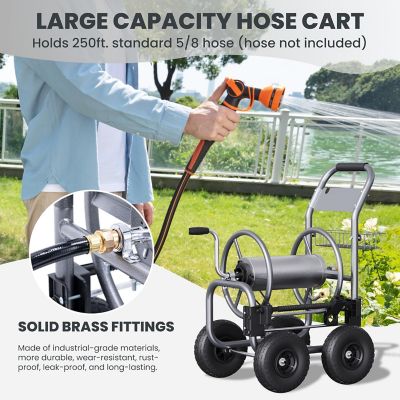 Image showing  Heavy Duty Industrial Hose Reel Cart with Wheels, 5/8 in. - 250 ft. Hose Capacity, Hose Guide Installed