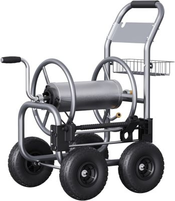 Image showing  Heavy Duty Industrial Hose Reel Cart with Wheels, 5/8 in. - 250 ft. Hose Capacity, Hose Guide Installed