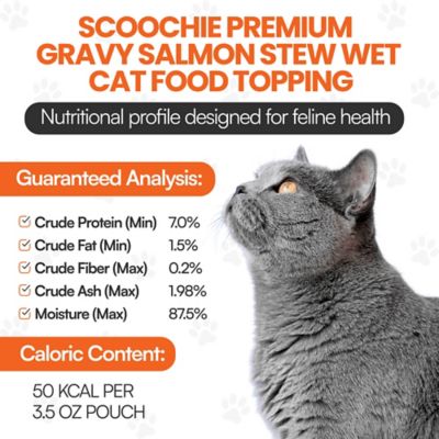 Image showing  Cat by Scoochie Premium Gravy Salmon Stew Wet Cat Food Topping, 3.5 oz. pouch, case of 16