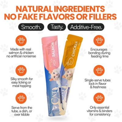 Image showing 1 th Scoochie Pet Products Squeeze-Up Mixed Variety Pack Premium Creamy Salmon, Chicken Lickable Cat Treats, 0.5-oz. tube, case of 16