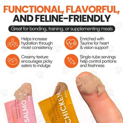 Image showing 2 th Scoochie Pet Products Squeeze-Up Mixed Variety Pack Premium Creamy Salmon, Chicken Lickable Cat Treats, 0.5-oz. tube, case of 16