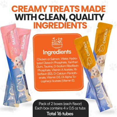 Image showing 4 th Scoochie Pet Products Squeeze-Up Mixed Variety Pack Premium Creamy Salmon, Chicken Lickable Cat Treats, 0.5-oz. tube, case of 16