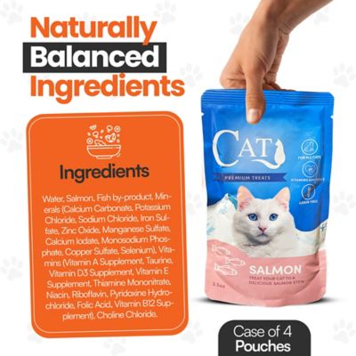 Image showing 5 th Scoochie Pet Products Cat by Scoochie Premium Gravy Salmon Stew Wet Cat Food Topping, 3.5 oz. Pouch, Case of 4