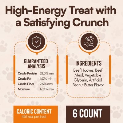 Image showing  Large Cow Hooves Stuffed With Irresistible Peanut Butter Dog Chew Treat, 6CT