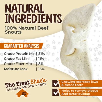 Image showing  8 to 9 in. Beef Snouts Natural Dog Chew Treats, Jumbo, 6CT