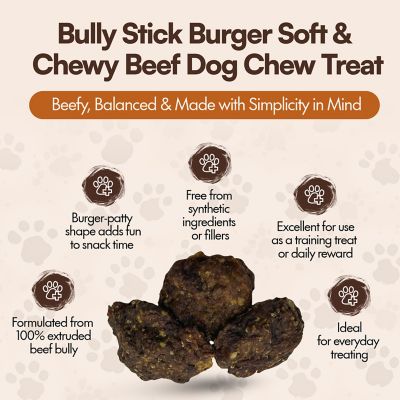 Image showing  Bully Stick Burger Soft And Chewy Beef Dog Chew Treat, 6 ct.