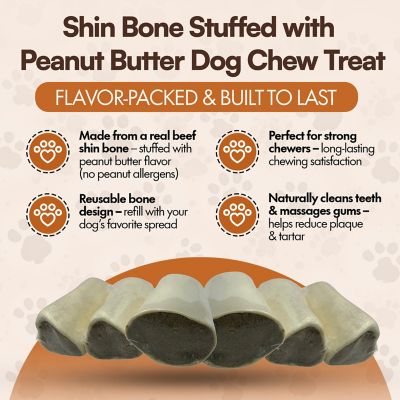 Image showing  Shin Bone Stuffed With Irresistible Peanut Butter Dog Chew Treat, 6CT