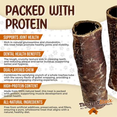 Image showing  6 in. Whole Beef Trachea Tube Wrapped with Gullet Crunchy Duo Natural Dog Chew Treats, 3CT