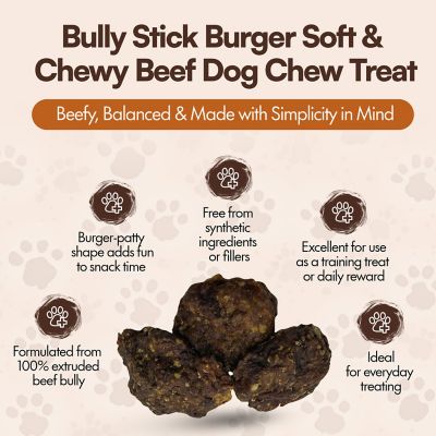 Image showing  Bully Stick Burger Soft And Chewy Beef Dog Chew Treat, 24CT