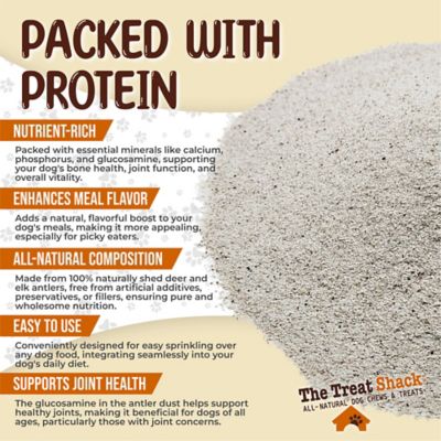 Image showing 3 th The Treat Shack Premium Refined Dust Deer & Elk Antler Dog Food Topper Treats, 1 lb. bag