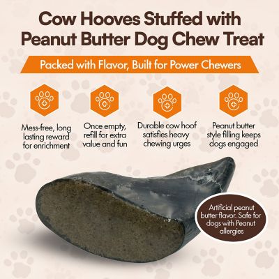 Image showing  Large Cow Hooves Stuffed With Irresistible Peanut Butter Dog Chew Treat, 12CT