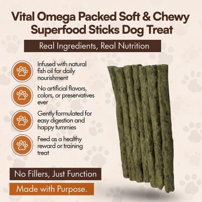 Image showing  Vital Omega Packed Soft and Chewy Superfood Sticks Dog Treat, 24CT