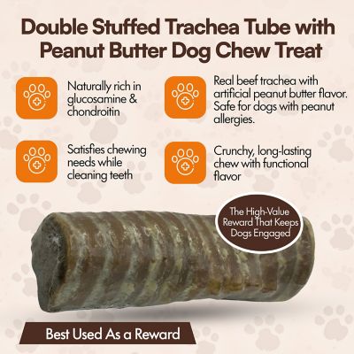 Image showing  Double Stuffed Trachea Tube With Irresistible Peanut Butter Dog Chew Treat, 6CT