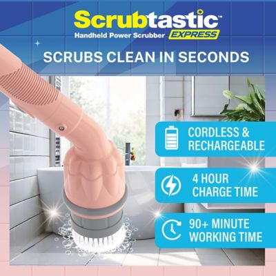 Image showing  Scrubtastic Express Electric Rechargeable Handheld Scrubber Power Scrub Brush in Pink