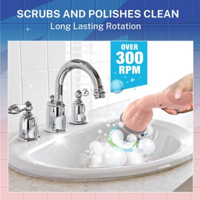 Image showing  Scrubtastic Express Electric Rechargeable Handheld Scrubber Power Scrub Brush in Pink