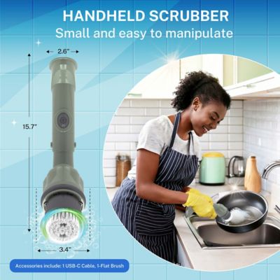 Image showing  Scrubtastic Express Electric Rechargeable Handheld Scrubber Power Scrub Brush in Sage