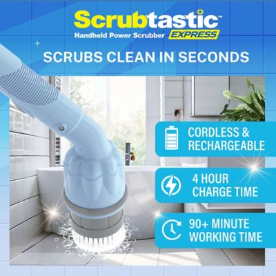 Image showing  Scrubtastic Express Electric Rechargeable Handheld Scrubber Power Scrub Brush in Pastel Blue