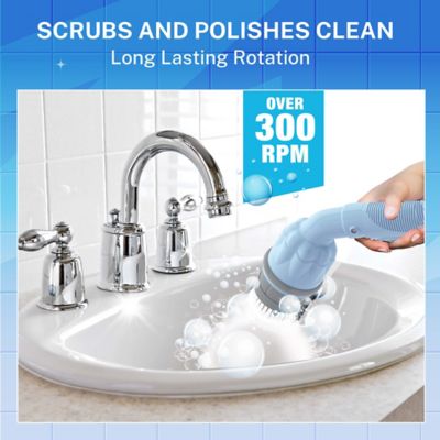Image showing  Scrubtastic Express Electric Rechargeable Handheld Scrubber Power Scrub Brush in Pastel Blue