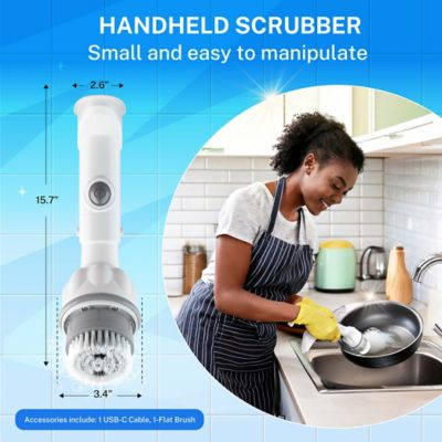 Image showing  Scrubtastic Express Electric Rechargeable Handheld Scrubber Power Scrub Brush in White