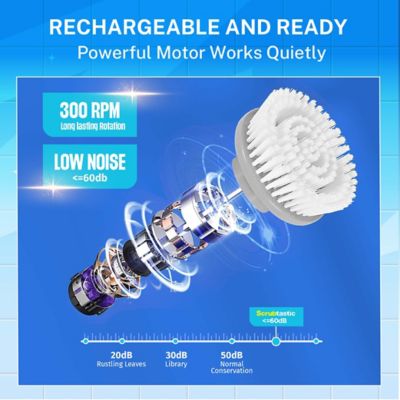 Image showing  Scrubtastic Express Electric Rechargeable Handheld Scrubber Power Scrub Brush in White