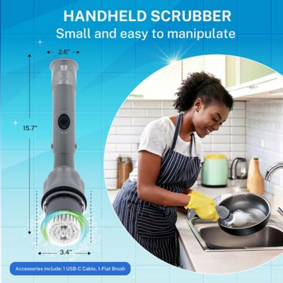 Image showing  Scrubtastic Express Electric Rechargeable Handheld Scrubber Power Scrub Brush in Dark Grey