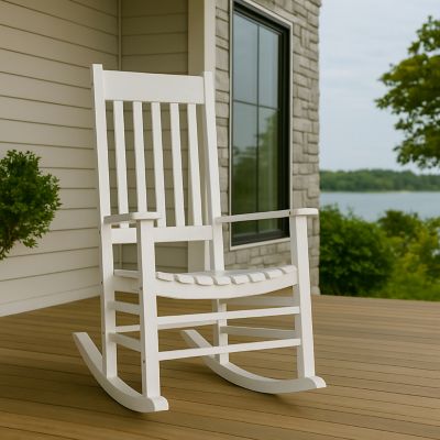 Image showing 1 th Shine Company Menard Outdoor Solid Acacia Wood Porch Rocker