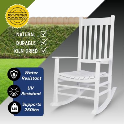 Image showing 3 th Shine Company Menard Outdoor Solid Acacia Wood Porch Rocker