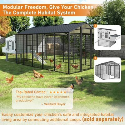 Image showing  5.7 ft. W Chicken Coop Outdoor Wooden Poultry Cage with 4 Nesting Boxes