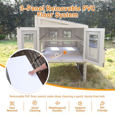 Image showing  5.7 ft. W Chicken Coop Outdoor Wooden Poultry Cage with 4 Nesting Boxes