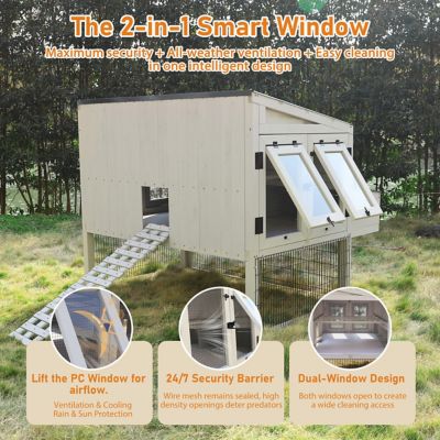 Image showing  5.7 ft. W Chicken Coop Outdoor Wooden Poultry Cage with 4 Nesting Boxes