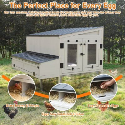 Image showing  5.7 ft. W Chicken Coop Outdoor Wooden Poultry Cage with 4 Nesting Boxes