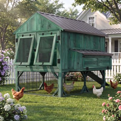 Veikous 8 x 12ft. Chicken Coop Large Metal Walk in Chicken House with Roof for Backyard