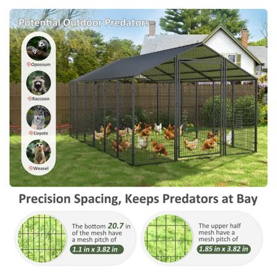 Image showing  8 x 12ft. Walk-In Chicken Pen with Galvanized Metal Roof Outdoor Poultry House
