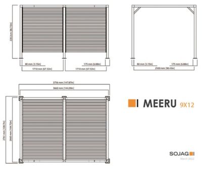 Image showing 7 th Sojag Meeru 9 ft. x 12 ft. Pergola