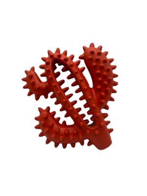 EVERFETCH Natural Rubber Red Dental Cactus BBQ Scented Durable Dog Toy