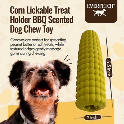Image showing  Natural Rubber Yellow Corn Lickable Treat-Holder BBQ Scented Durable Dog Toy
