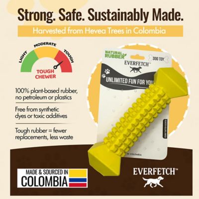 Image showing  Natural Rubber Yellow Textured Dental Stick Peanut Butter Scented Durable Dog Toy