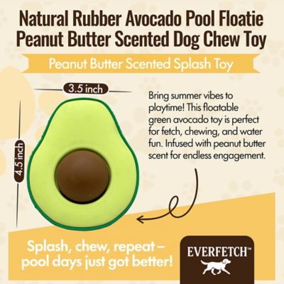 Image showing  Natural Rubber Green Avocado Pool Floatie Peanut Butter Scented Durable Dog Toy
