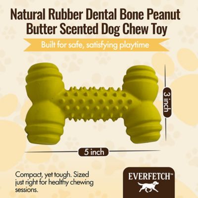 Image showing  Natural Rubber Yellow Dental Bone Peanut Butter Scented Durable Dog Toy