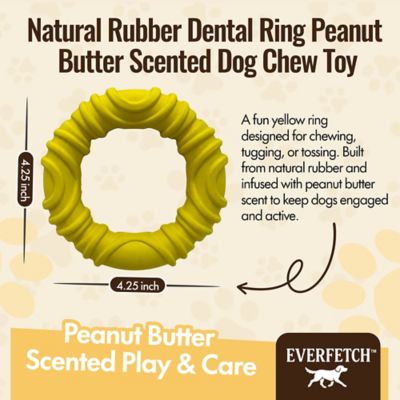 Image showing  Natural Rubber Yellow Dental Ring Peanut Butter Scented Durable Dog Toy