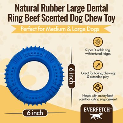 Image showing  Natural Rubber Blue Lickable Dental Ring Beef Scented Durable Dog Toy